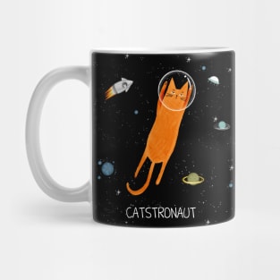 Cats in space. Cute typographi print with catі astronaut. Mug